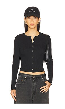 Goldie Ribbed Knit Cardigan in Black from Revolve.com | Revolve Clothing (Global)