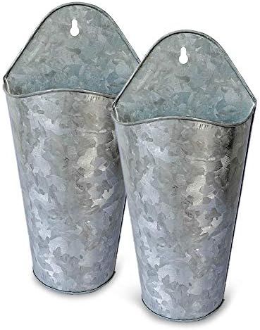 NIRMAN Galvanized Metal Wall Planter, 2 Sets Farmhouse Style Hanging Wall Vase Planters for Succu... | Amazon (US)