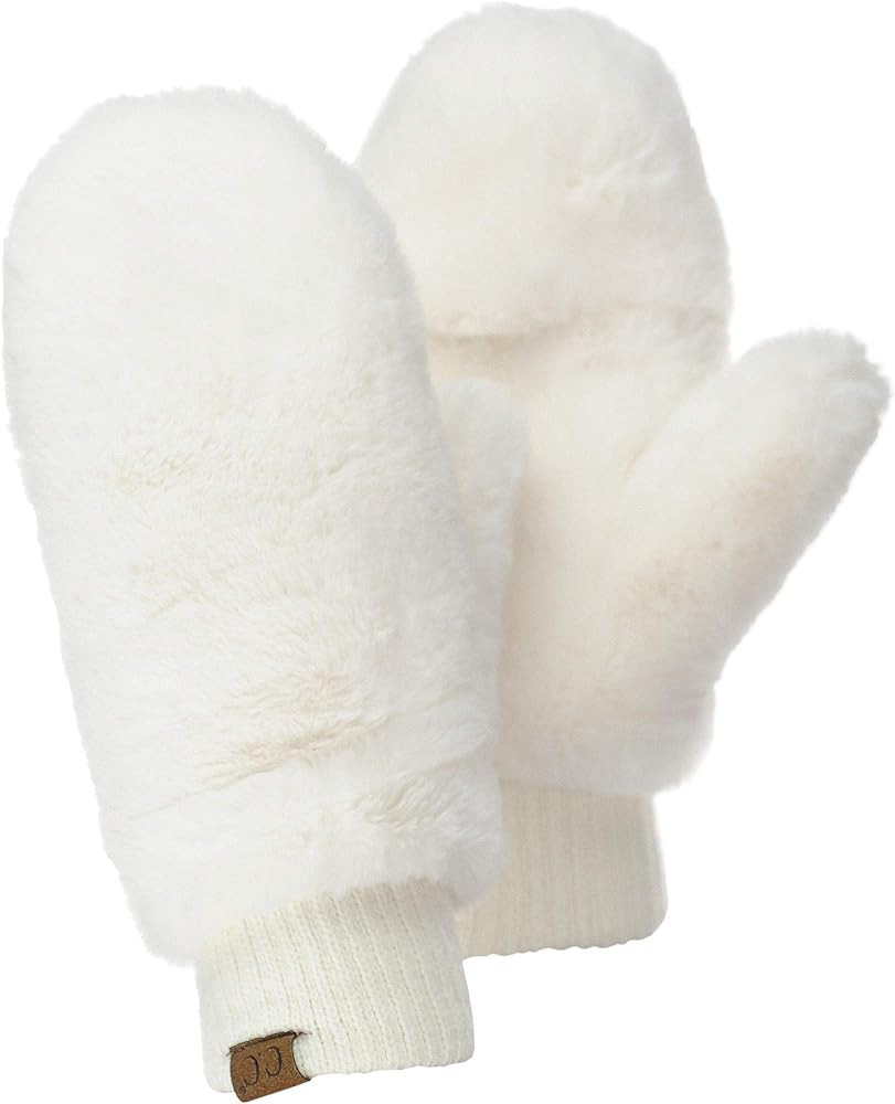 C.C Women's Faux Fur Wrist Length Fingerless Sherpa Lined Convertible Mittens Gloves | Amazon (US)