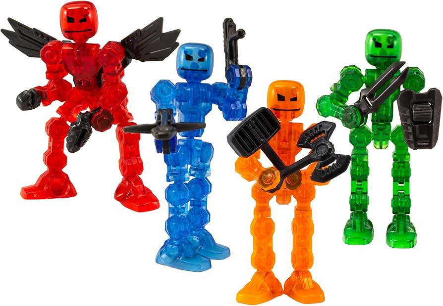 Zing Klikbot Complete Set of 4 Poseable Action Figures with Weapons, Translucent, Create Stop Mot... | Amazon (US)
