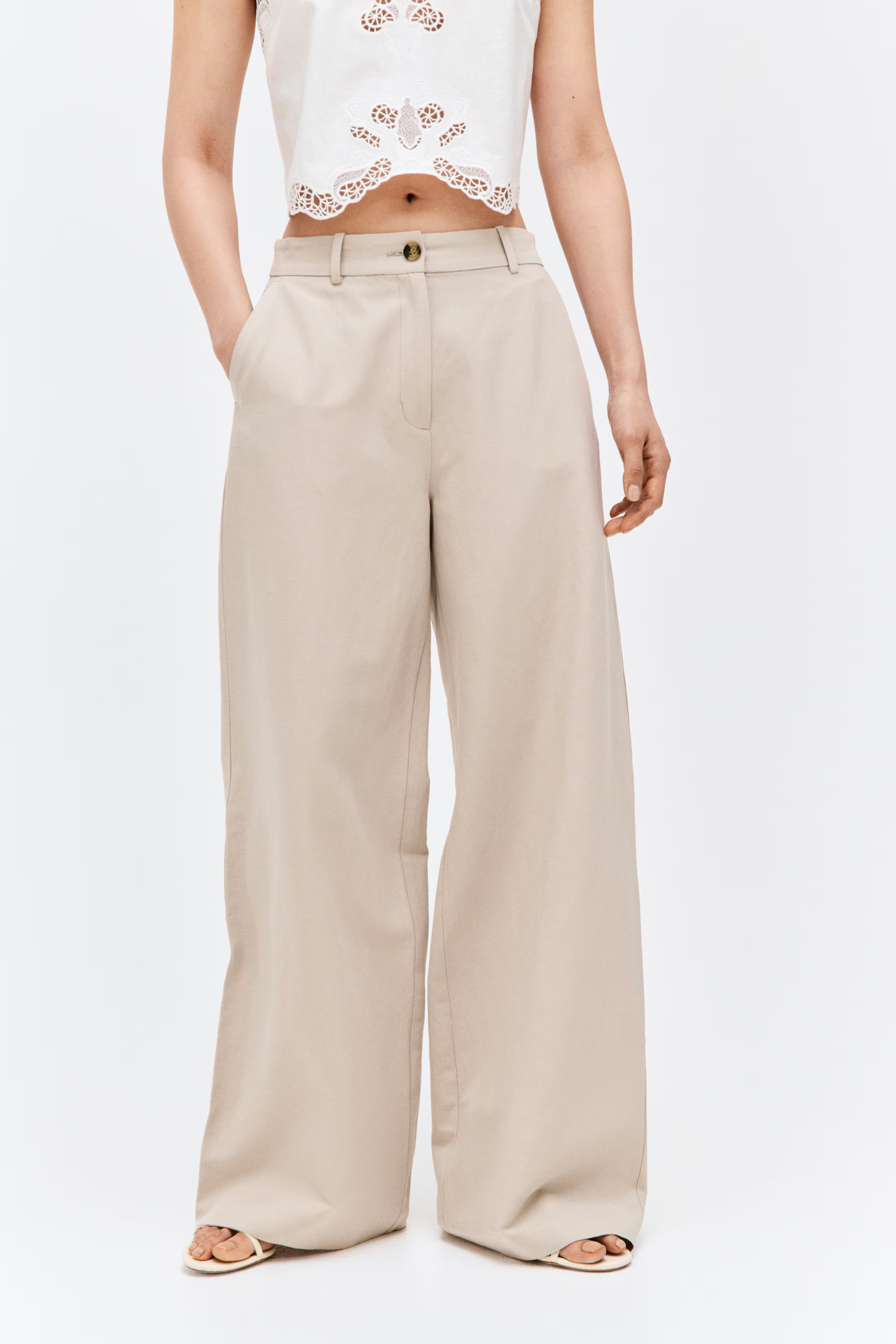 Wide-Leg Linen-Blend Pants | H&M (US + CA)