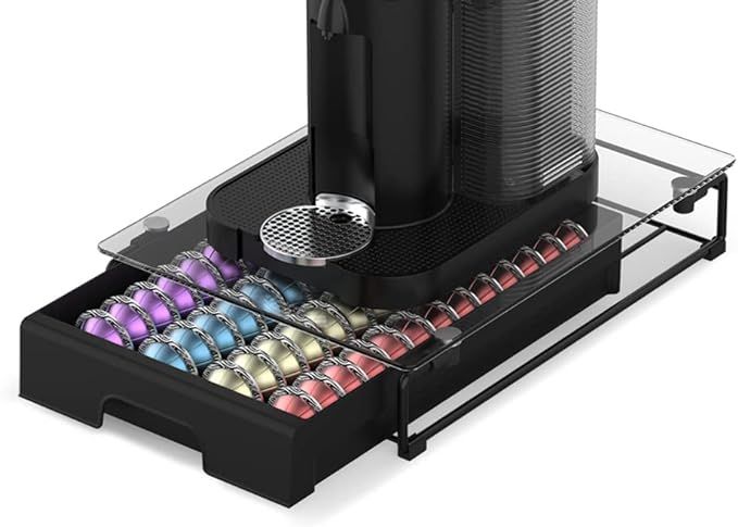 EVERIE Crystal Tempered Glass Organizer Drawer Holder Compatible with Nespresso Vertuo Capsules, ... | Amazon (US)