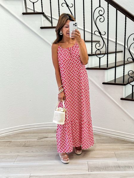 Maxi dress in small (loose fit). Wedge sandals tts. Color is Red.
Wearing my fav pasties  
All accessories/ bag are linked.
Amazon find, vacation outfit, spring outfit, spring break, summer vacation, resort wear, spring vibes, summer outfit,  resort style, vacation style, fashion over 40, petite style.


#LTKshoecrush #LTKfindsunder50 #LTKstyletip