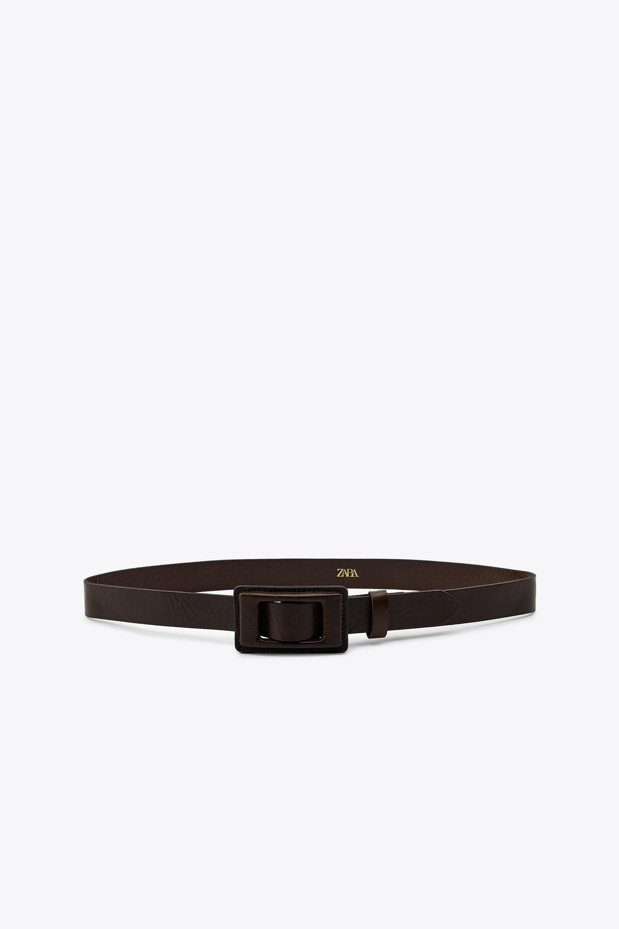LEATHER BELT WITH COVERED BUCKLE | Zara UK