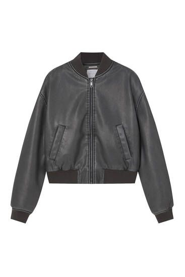 Faux leather bomber jacket with pockets - pull&bear | PULL and BEAR UK