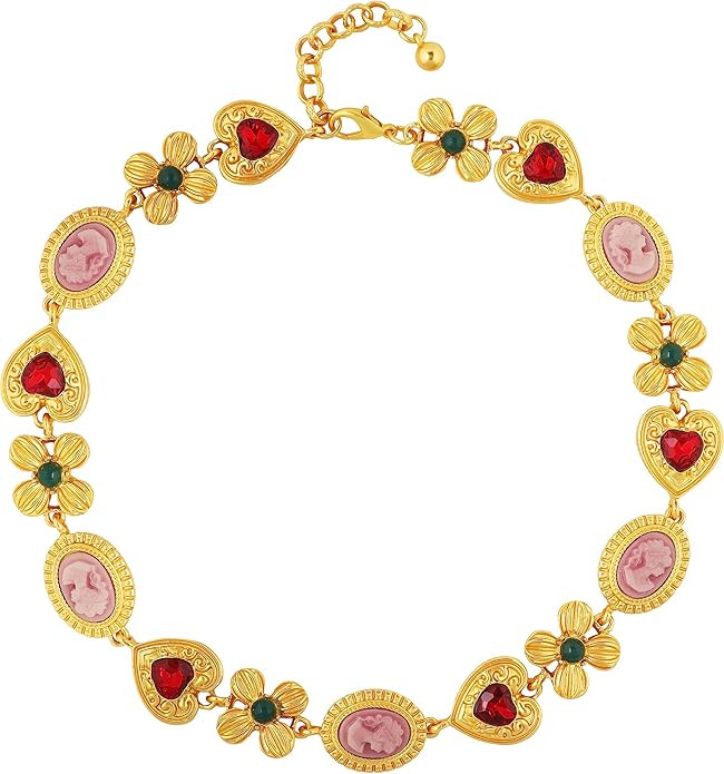 Medieval Victorian Statement Chunky Charm Necklace for Women, Byzantine Costume Jewelry for Women | Amazon (US)