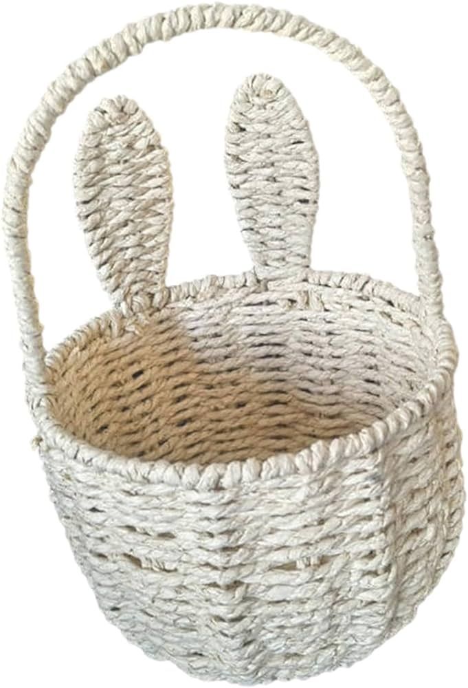 Fenteer Woven Basket Hand Basket Easter Decor with Bunny Ears Easter Basket Storage Basket with H... | Amazon (US)