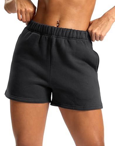 Soothfeel Women's Sweat Shorts with Pockets Black | Amazon (US)