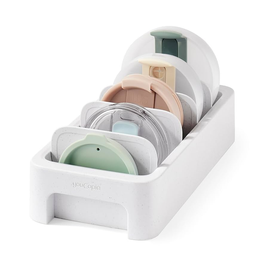 YouCopia StoraLid Bottle Lid Holder, Water Bottle Lid Storage for Kitchen, Speckled White | Amazon (US)