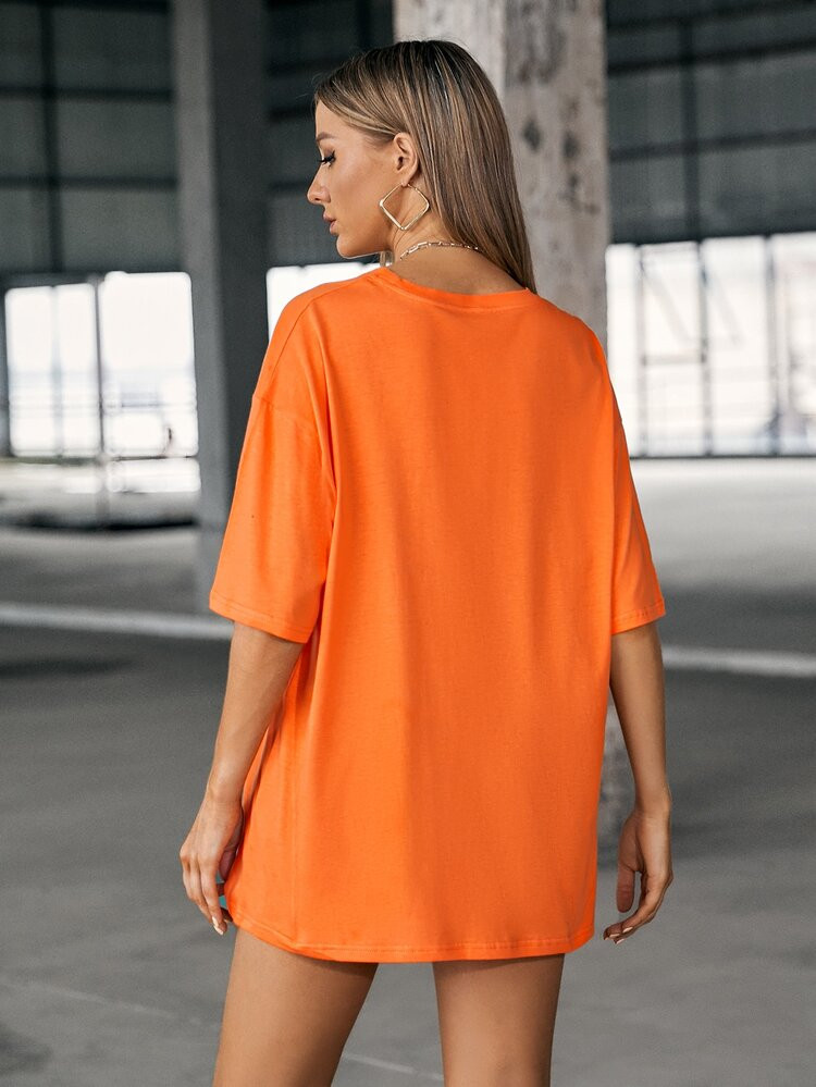 Solid Drop Shoulder Oversized Tee | SHEIN