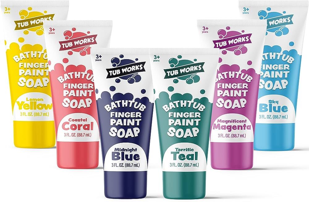Tub Works™ Bathtub Finger Paint Soap, Fun Colors 6 Pack | Non-Toxic, Washable Bath Paint for Fi... | Amazon (US)