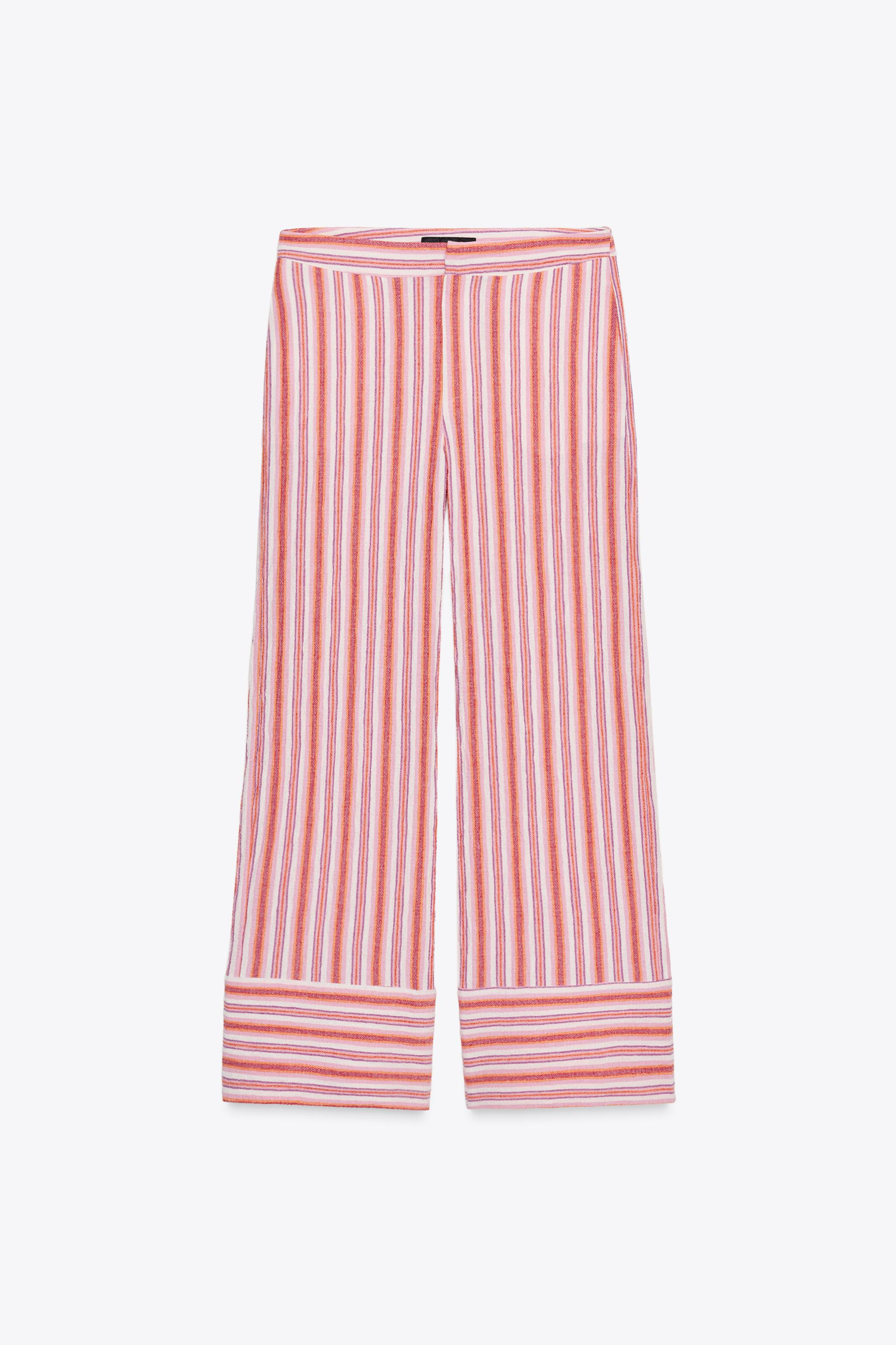 RUSTIC WIDE-LEG STRIPED TROUSERS | Zara UK