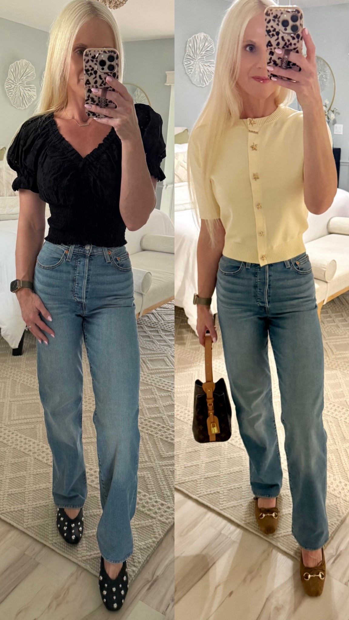 My son asked me how many times I changed my “fit” today. The answer is four. But only twice with these jeans. One pair of jeans, two looks. Which is your vibe? Wearing size 24x32 in jeans. Color is dance around. Linked similar tops. 

#LTKootd #LTKOver40