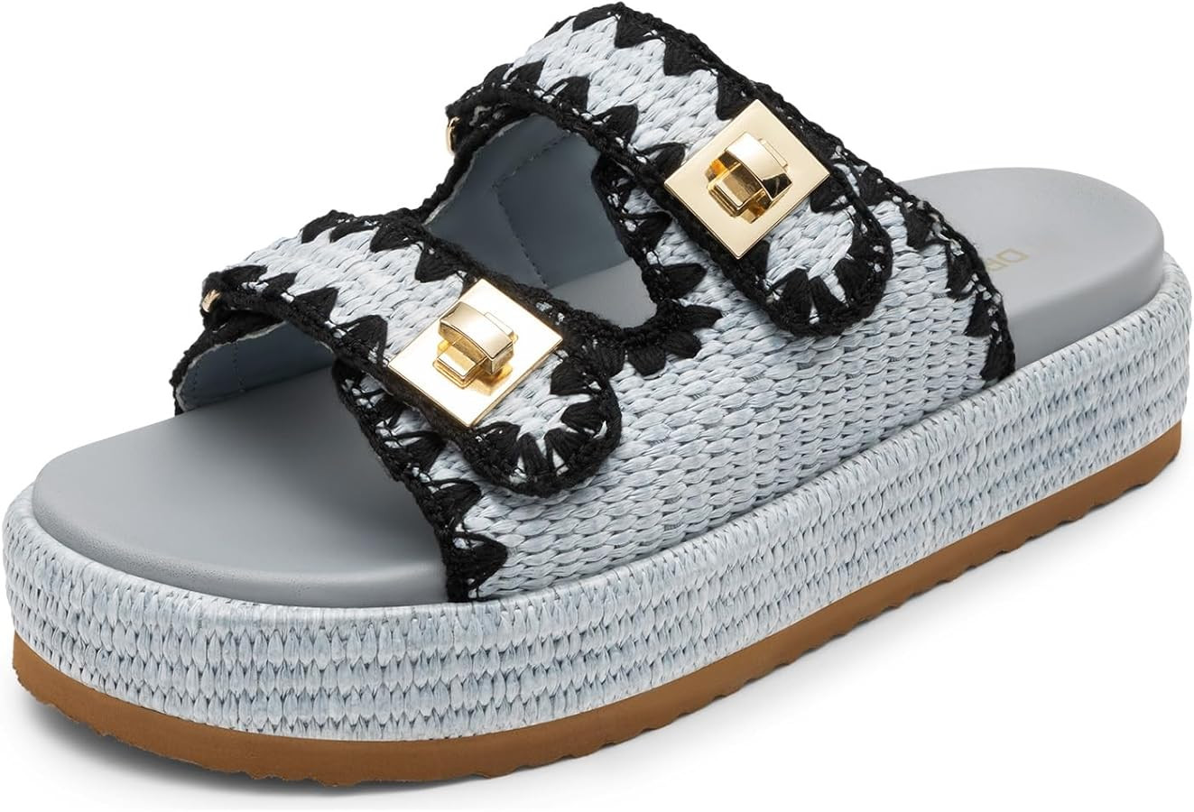 DREAM PAIRS Platform Sandals Women Raffia Espadrilles Summer Comfortable Wedge Sandals Beach Vaca... | Amazon (US)