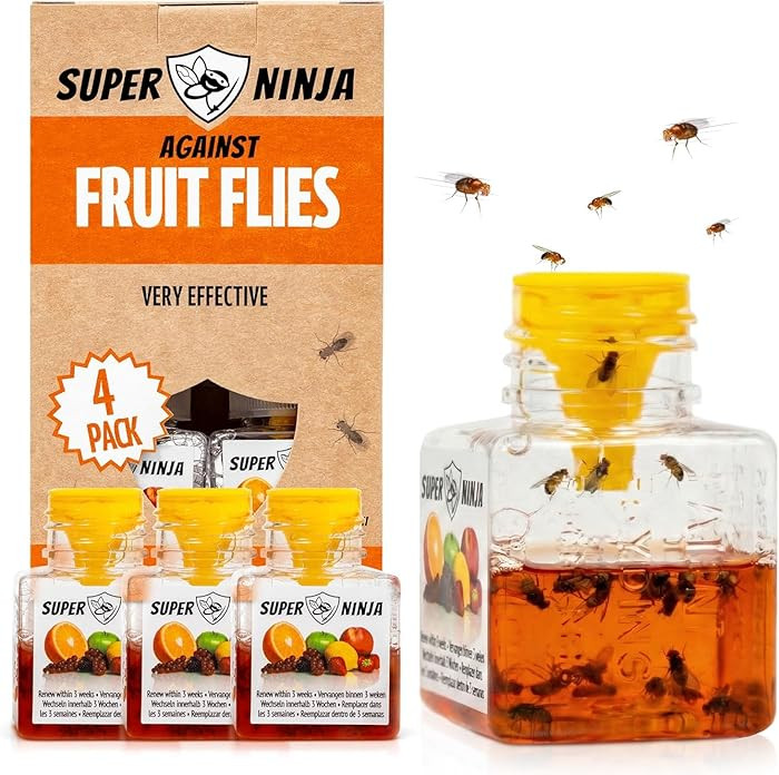 Super Ninja Fruit Fly Traps for Indoors - 4 Pack, Highly Effective Fruit Fly Catcher for Indoor U... | Amazon (US)
