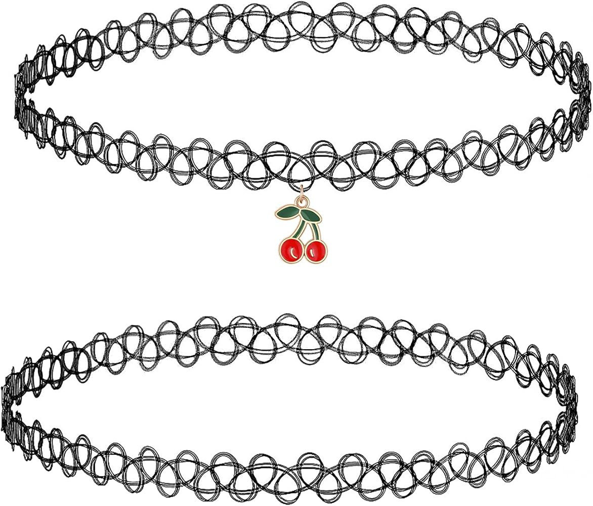 BodyJ4You 4PC Choker Necklace Cherry Yin Yang Rainbow Pendant Henna Tattoo Stretch Elastic Women ... | Amazon (US)