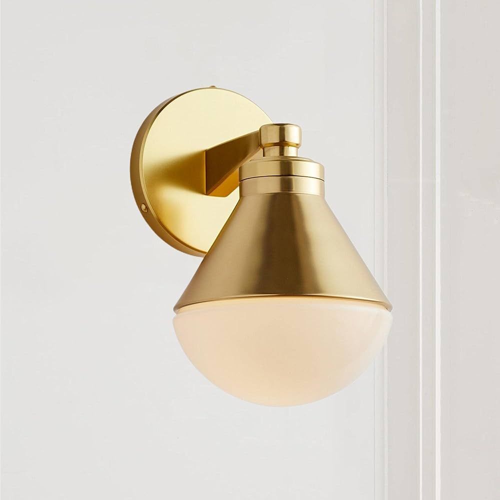 Milk Shade Brass Sconce Blair Wall Sconce (Brushed Satin Brass) | Amazon (US)