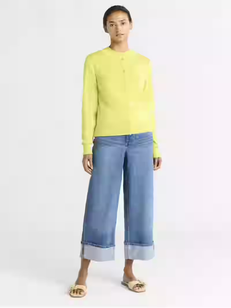 Free Assembly Women's Crewneck Cardigan Sweater, Lightweight, Sizes XS-XXL | Walmart (US)