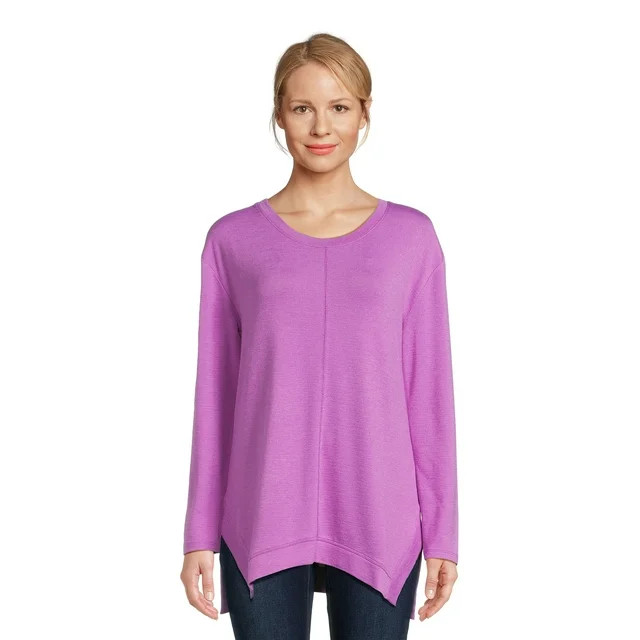 Time and Tru Women's Hacci Knit Tunic Top with Long Sleeves, Sizes S-XXXL - Walmart.com | Walmart (US)
