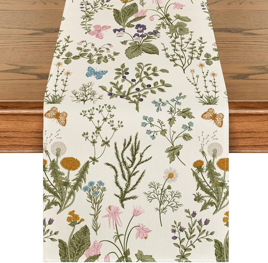 Artoid Mode Wildflowers Floral Spring Table Runner, Seasonal Summer Butterfly Kitchen Dining Tabl... | Amazon (US)