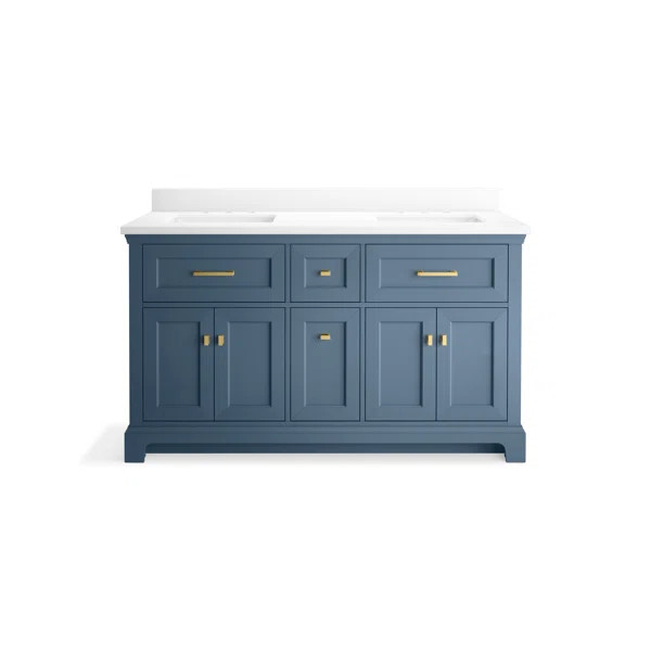 Charlemont 60 In. Bathroom Vanity Cabinet With Sinks And Quartz Top | Wayfair North America