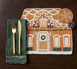 Gingerbread House Handcrafted Beaded Placemats, Set of 4 | Pottery Barn (US)