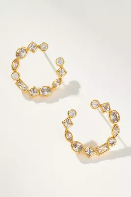Open Circle Mixed Stone Hoop Earrings | Anthropologie (US)