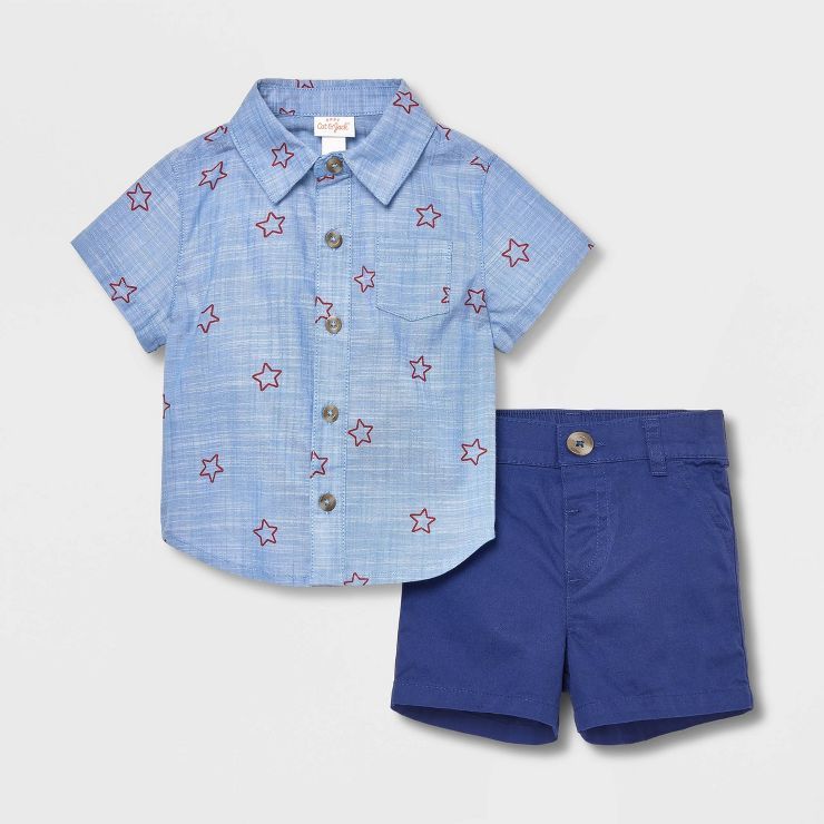 Baby Boys' Star Chambray Top & Bottom Set - Cat & Jack™ Blue | Target