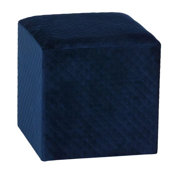 Cortesi Home Sooki Cube Ottoman with Diamond Stitching in Navy Blue Velvet - Walmart.com | Walmart (US)