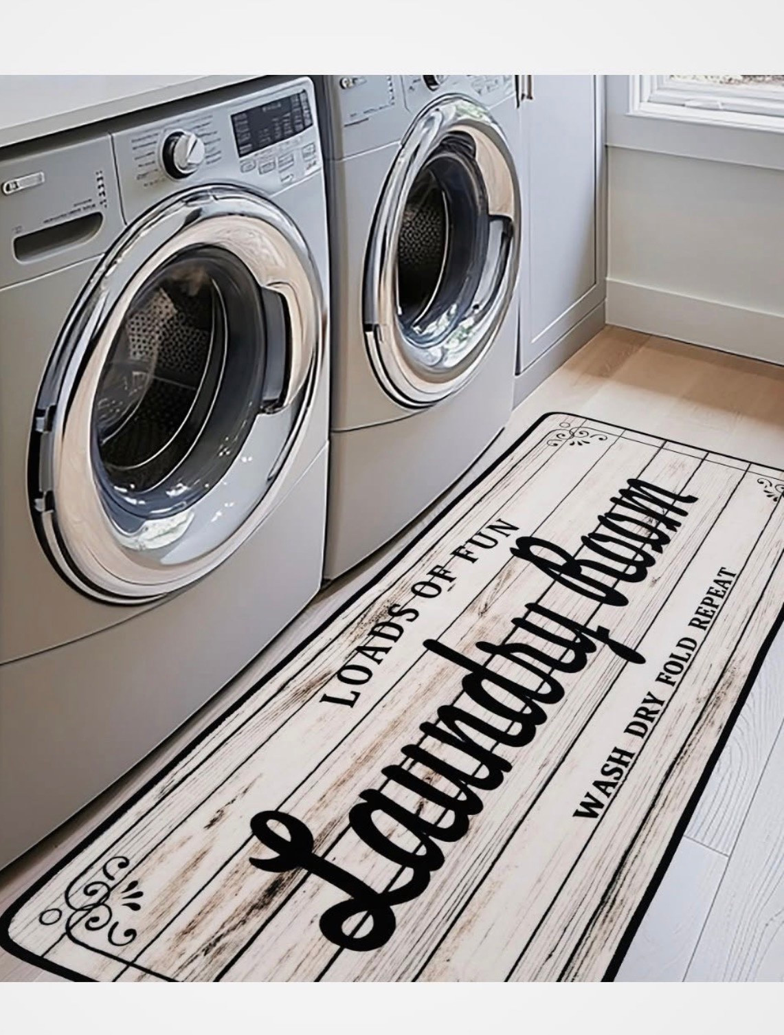 EYECY Laundry Room Rug Runner 20"X49" Non Slip TPRback Laundry Rugs for Laundry Room Decor Bordered Design Washable Runner Rugs for Kitchen Floor Bathroom Hallway Entryway Area Rugs-White

#LTKHome #LTKdayinmylife #LTKSeasonal