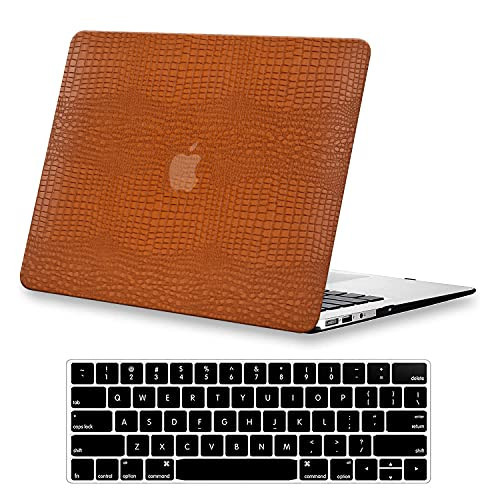 DTangLsm Compatible for Crocodile MacBook Air 13 inch Case 2022 2021 2020 2019 2018 Release A2337 M1 A2179 A1932 with Touch ID, Faux PU Leather Hard Shell Alligator Skin Case & Keyboard Cover, Brown | Amazon (US)