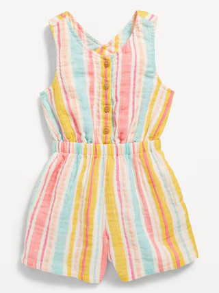 Sleeveless Button-Front Romper for Toddler Girls | Old Navy (US)