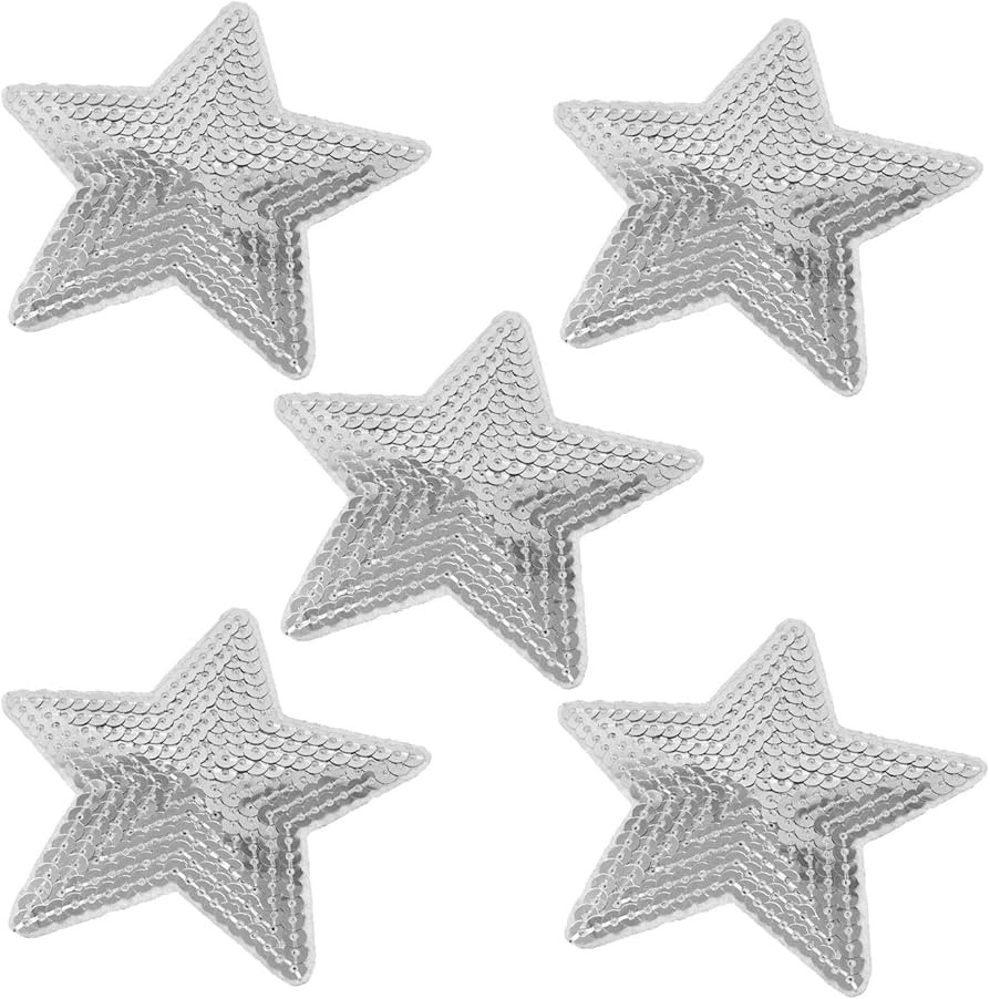 Honbay 12PCS Sequins Star Patche Appliques for Embroidery (Silver) | Amazon (US)
