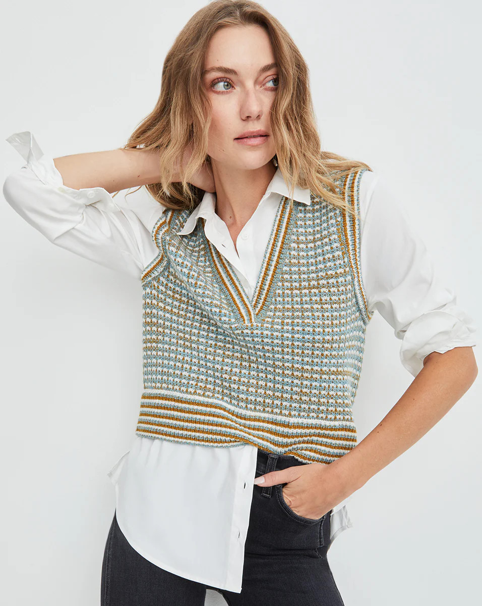 Serwa Mixed-Media Top | Veronica Beard