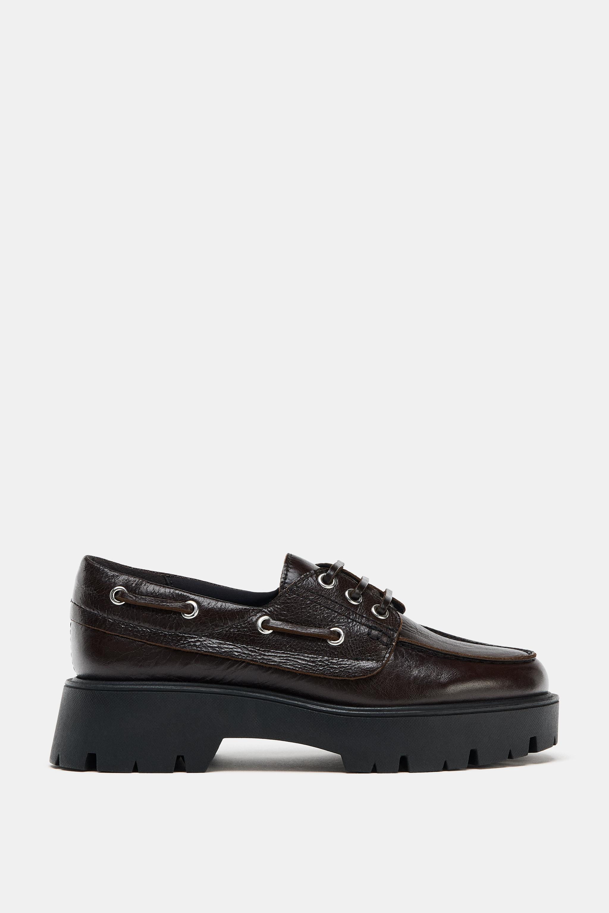 LEATHER PLATFORM LOAFERS | Zara US