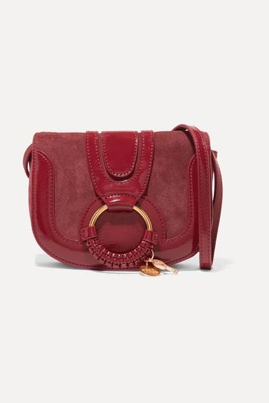 See By Chloé - Hana Small Patent-leather And Suede Shoulder Bag - Red | NET-A-PORTER (US)