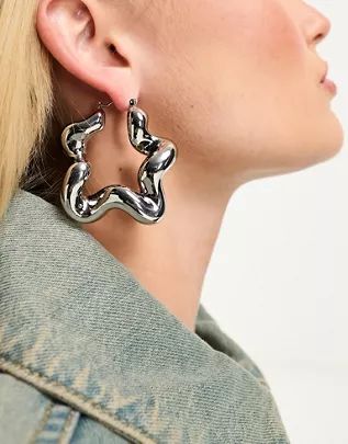 8 Other Reasons x Millie Hannah chunky splat statement earrings in silver | ASOS (Global)
