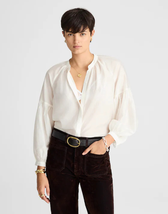 Shirred Balloon-Sleeve Top | Madewell