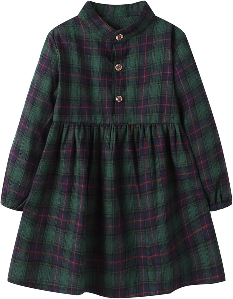 Mud Kingdom Little Girls Christmas Shirt Dress Buffalo Check Long Sleeve Button Down Plaid Prince... | Amazon (US)