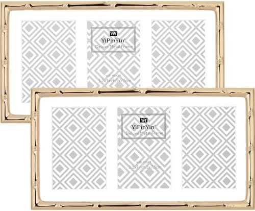 YiPinYin Dark Gold 3-2x3'' Multi Metal Picture Frames 3 Setion Frame 2Pack,with Acid Free Mount f... | Amazon (US)