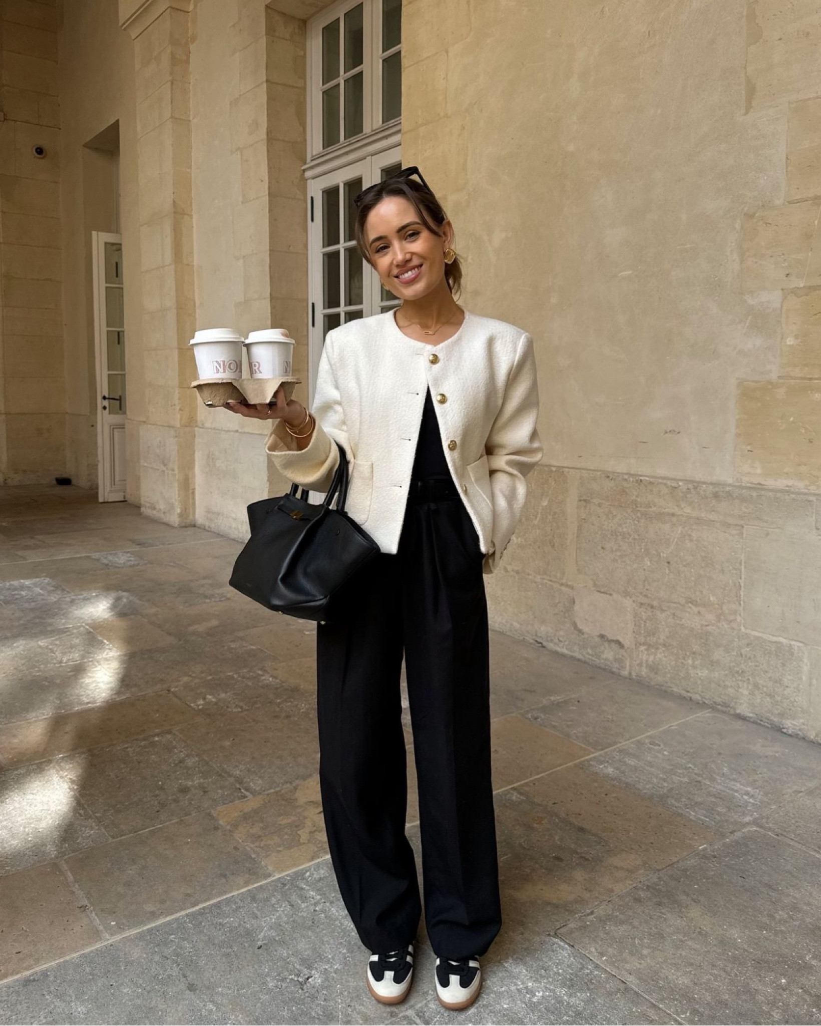 Monochrome autumn looks are super chic for city coffee dates, Marcela collarless jacket styled with all black t-shirt and tailored trousers, Adidas Sambas and Demellier bag

#FashionMonth #LTKworkwear #LTKautumn