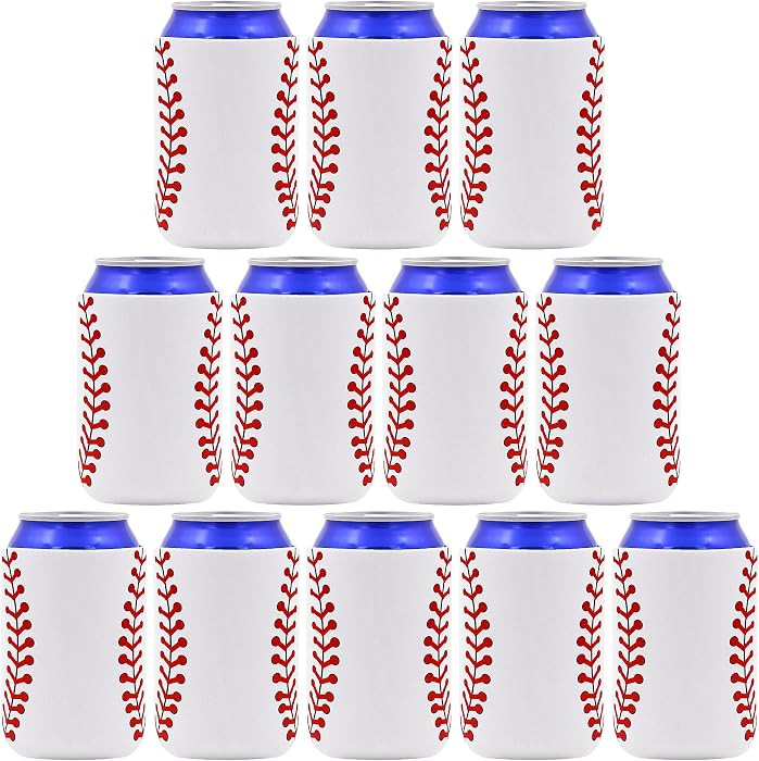Baseball Themed Can Cooler, 12 Pcs Insulator Neoprene Beer Cans Sleeve for Party Decorations Favo... | Amazon (US)