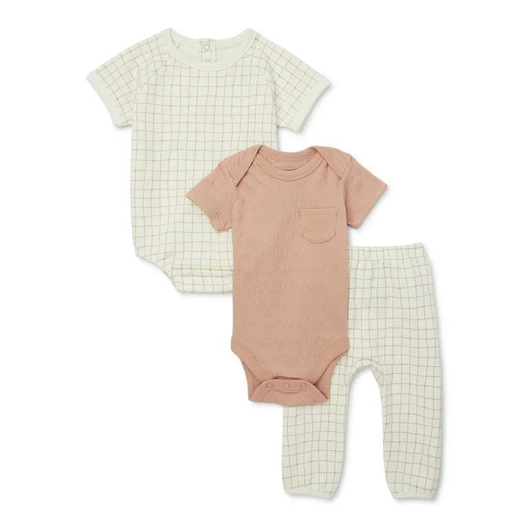 easy-peasy Baby Bodysuits and Jogger Outfit Set, 3-Piece, Sizes 0-24 Months | Walmart (US)