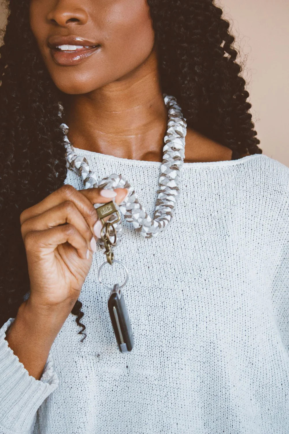 Brown Checkered Lanyard | Shop Andi