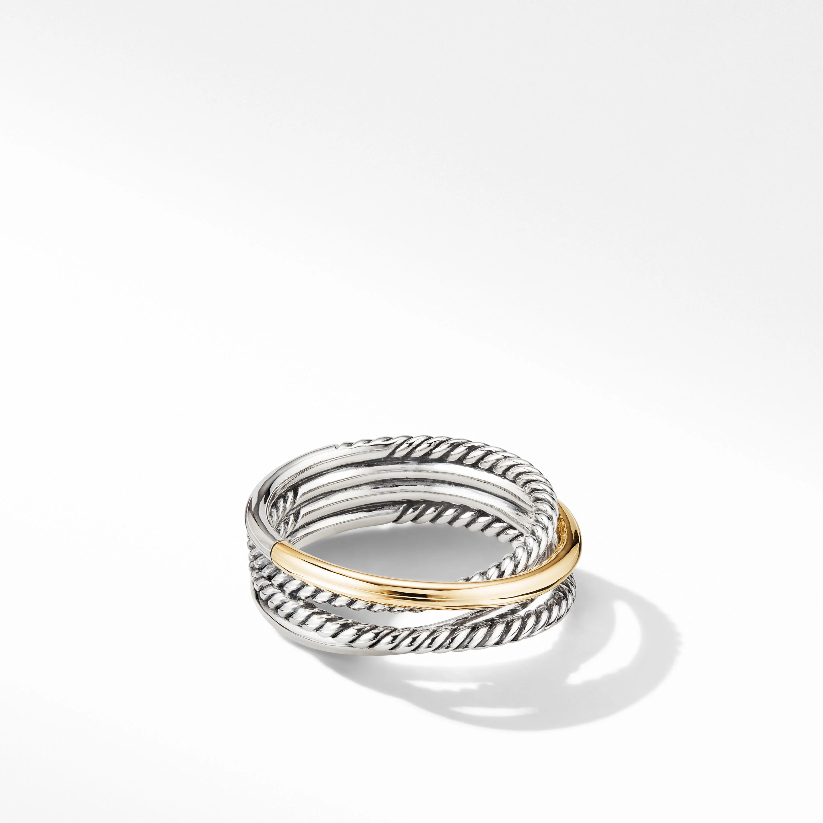 Crossover Band Ring in Sterling Silver with 18K Yellow Gold | David Yurman