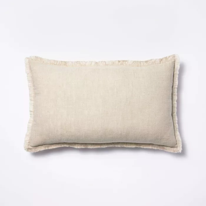 Linen Throw Pillow with Contrast Frayed Edges - Threshold™ designed with Studio McGee | Target