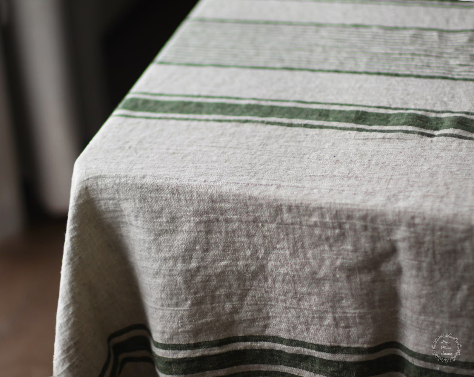 Heavy Linen Tablecloth for Easter Table - French Style Striped Washed Rustic Linen Table Cloth - ... | Etsy (US)