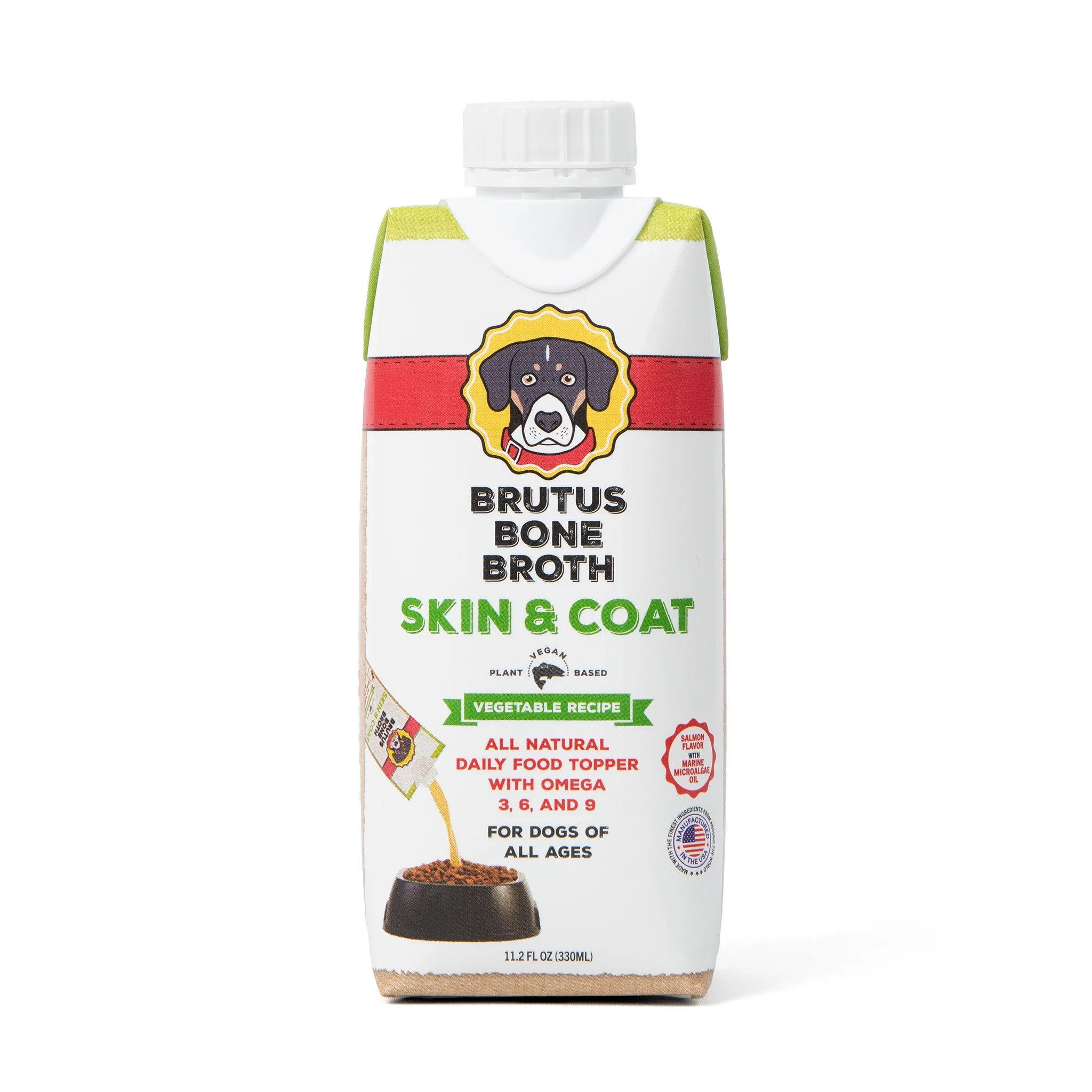 Brutus Bone Broth Skin & Coat Vegetable Flavor Liquid Dog Food Topper, 11.2 fl oz | Walmart (US)