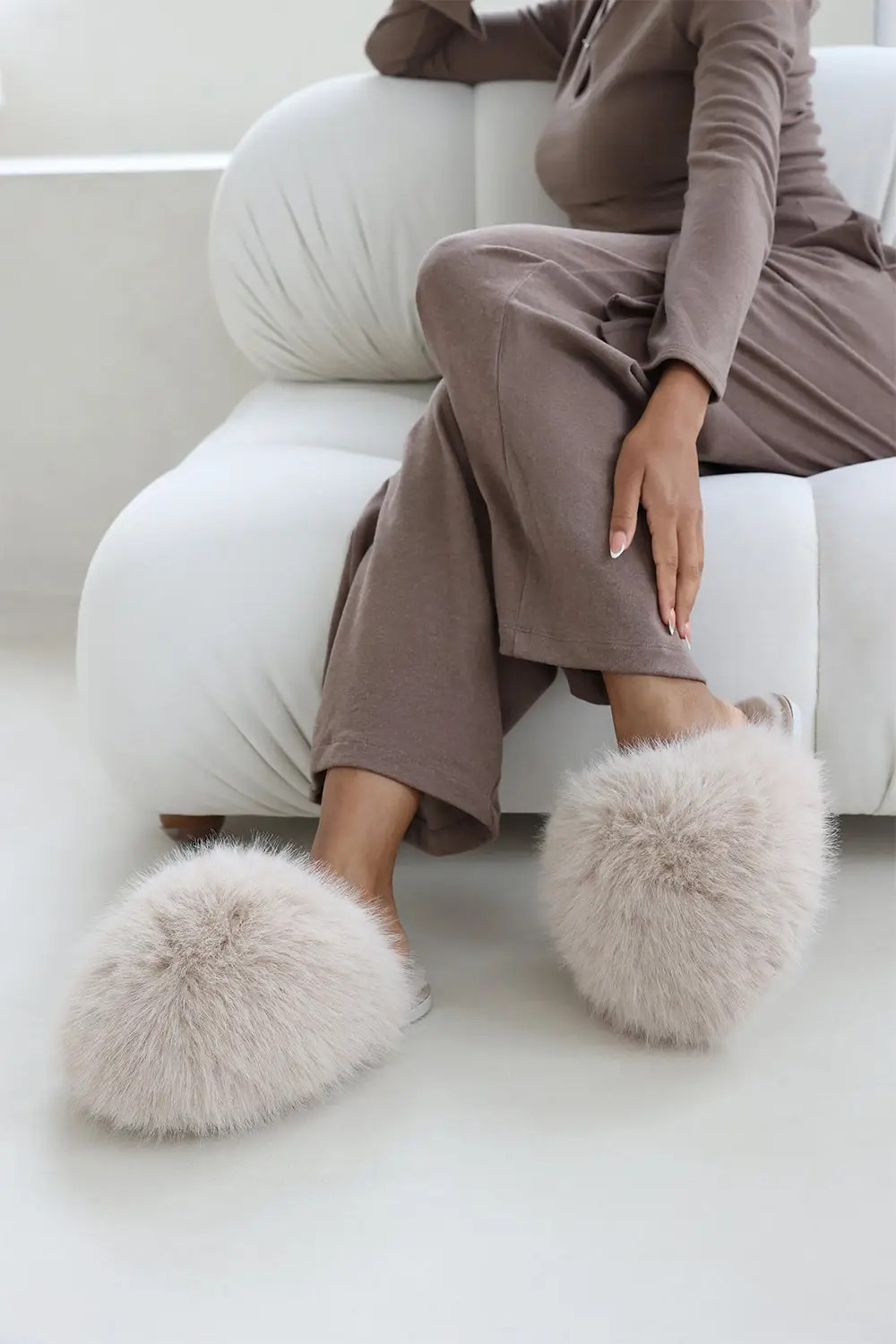 Flats | 'Keira' Ultimate Fluffy Faux Fur Mule Slippers | Where's That From | Debenhams UK