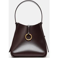 Zara - Mini Bucket Bag With Metal Ring - Women - Burgundy Red - Women | Zara US